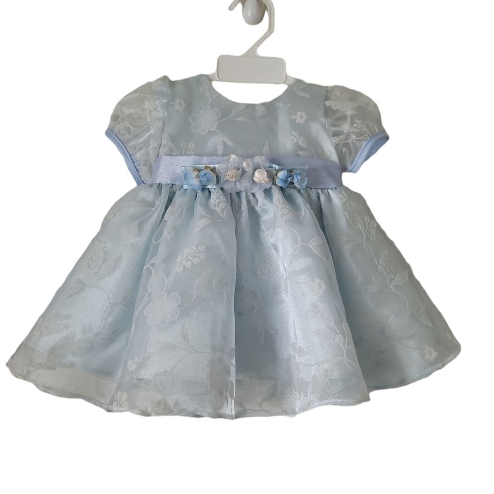 Sweet Kids Baby Dress Girls Blue Pleated Blue Tulle Flower Girl 6M vintage